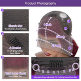 99j Burgundy Lace Front Wigs Human Hair, 13x4 99j Transparent Lace Frontal Human Hair Wigs Pre Plucked with Baby Hair 180% Density Wine Red Colored Body Wave Human Hair Wigs 22inch