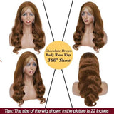 CLong Light Chocolate Brown Lace Front Wig Human Hair, 4# Chestnut Brown Body Wave 13x4 Lace Front Wigs Human Hair Pre Plucked Wigs Human Hair for Women,Colored Human Hair Lace Front Wig