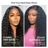 Deep Wave Lace Front Wigs Human Hair Pre Plucked 180 Density 13x4 HD Transparent Lace Frontal Wigs for Black Women Deep Curly Human Hair Lace Front Wigs