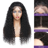 Deep Wave Lace Front Wigs Human Hair Pre Plucked 180 Density 13x4 HD Transparent Lace Frontal Wigs for Black Women Deep Curly Human Hair Lace Front Wigs