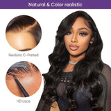 CLong 13x4 Body Wave Lace Front Wigs Human Hair for Women 180% Density HD Lace Front Wigs Human Hair Pre Plucked with Baby Hair Natural Hairline Brazilian Virgin Glueless Human Hair Wigs
